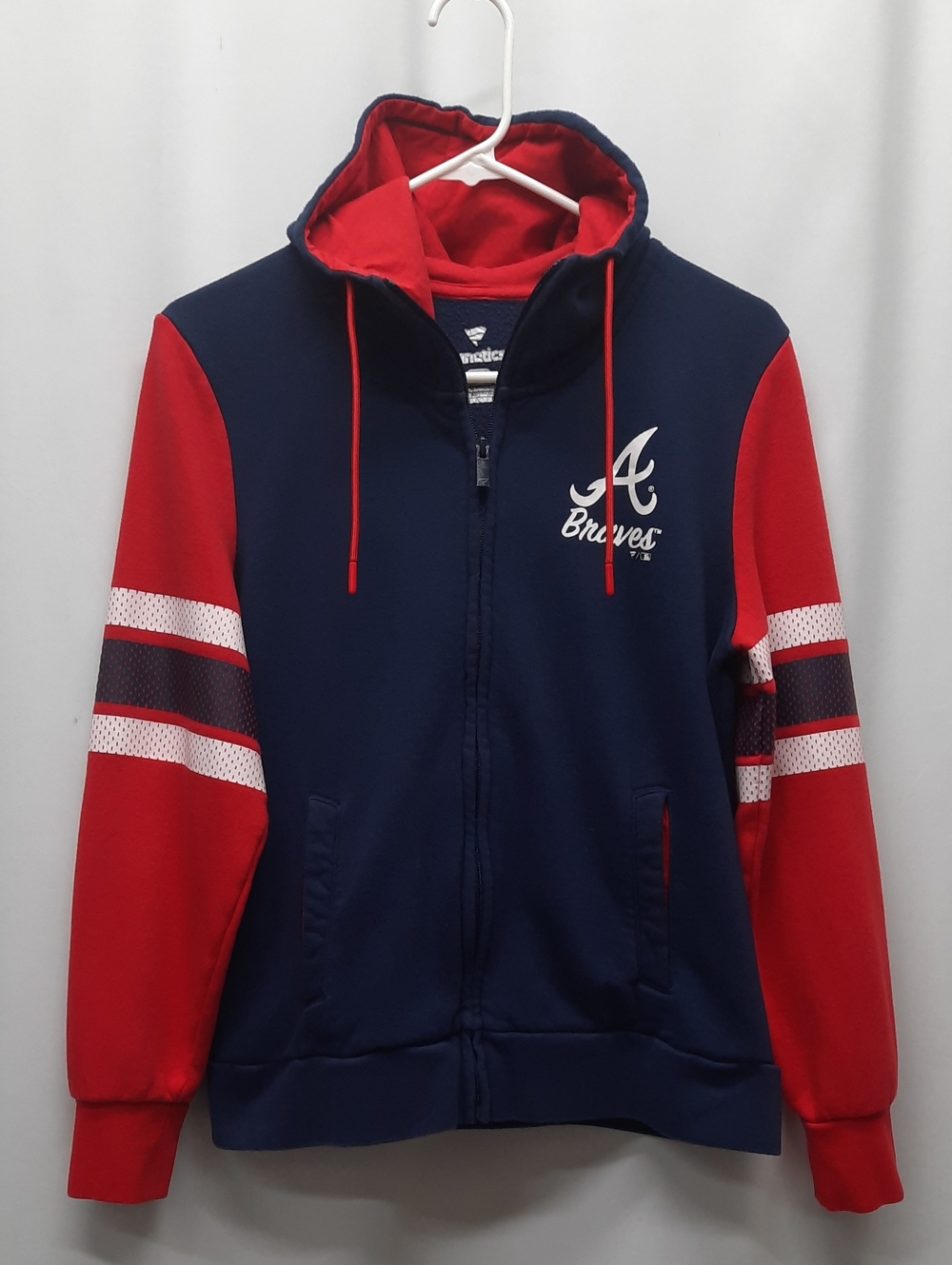 Fanatics Womens Medium Atlanta Braves Full Zip Hoodie Navy Red MLB Baseball Fan